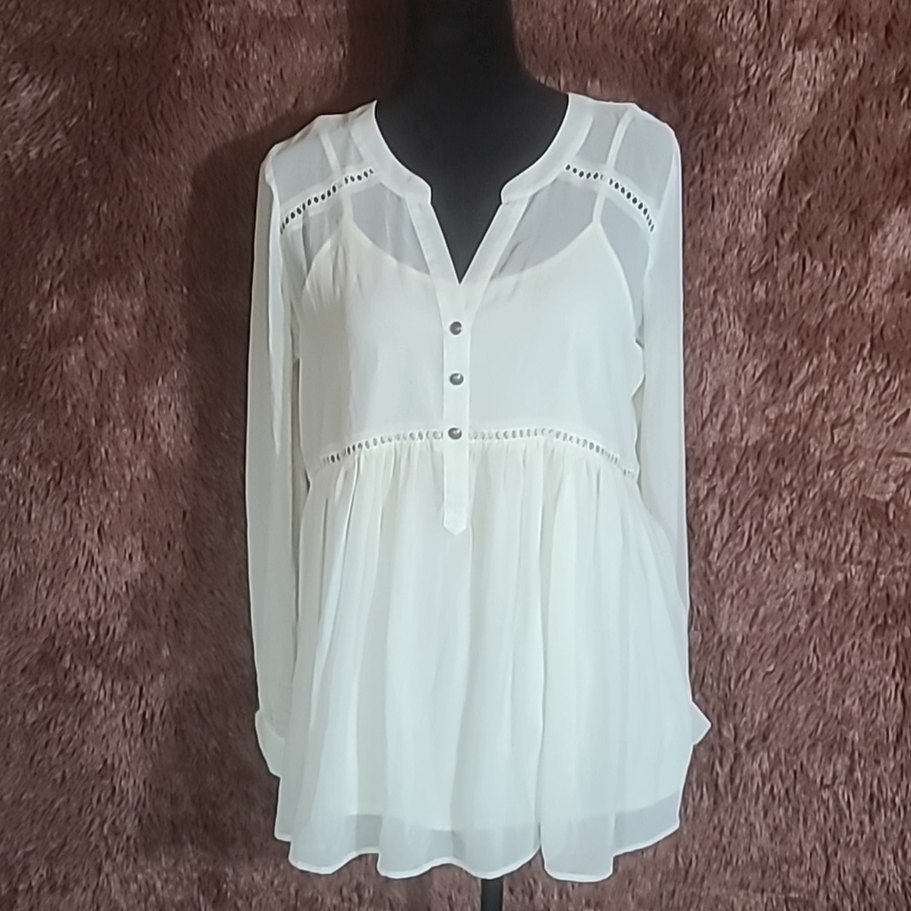 Motherhood Sheer White Top Over Tank